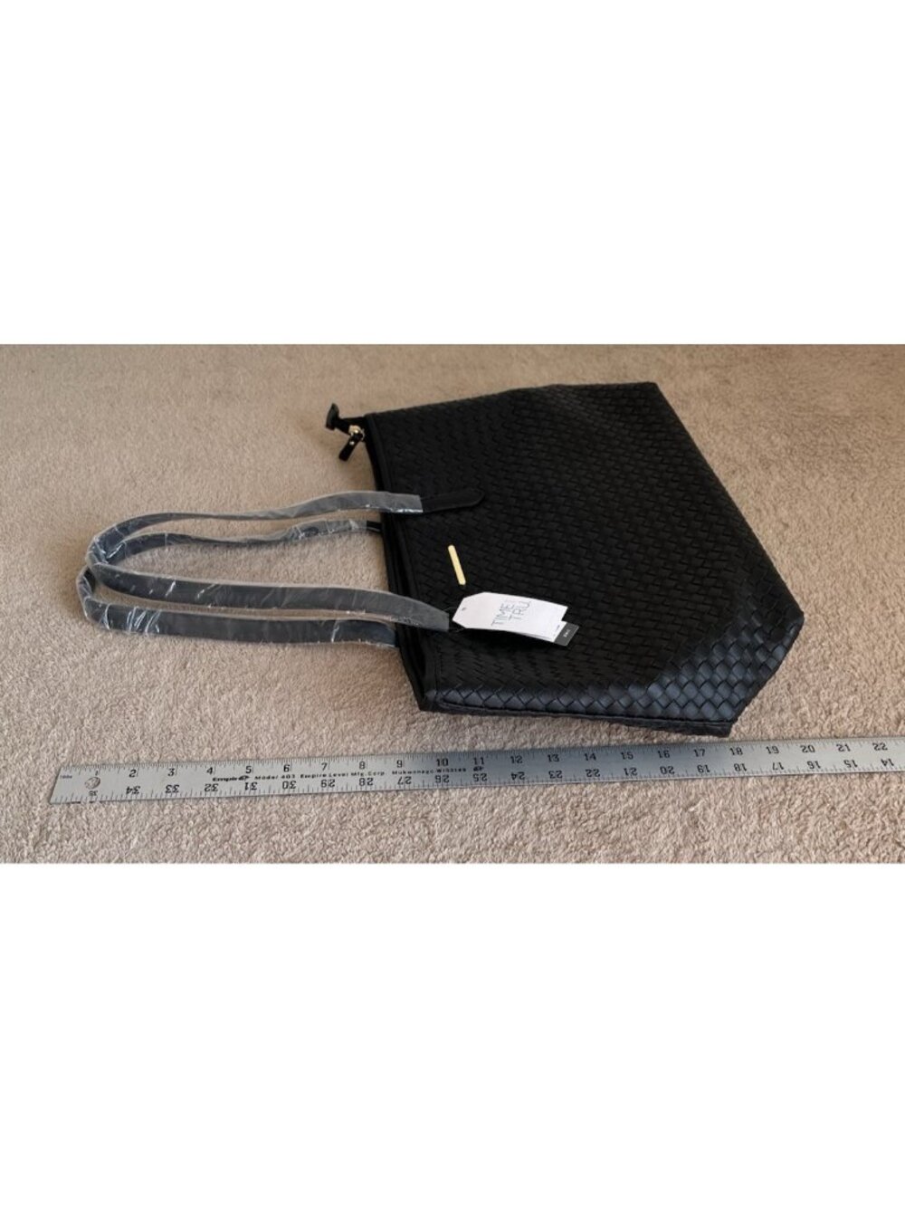 Time and Tru 3 Piece Handbag Set Black Woven Tote NWT - Picture 7 of 10
